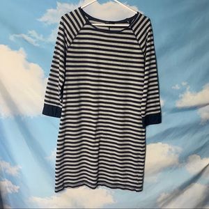 Gap- Long Sleeve Cotton Blue & Gray Striped Dress size Medium